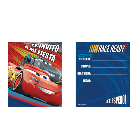 Invitaciones  Cars 3  6 Pza.