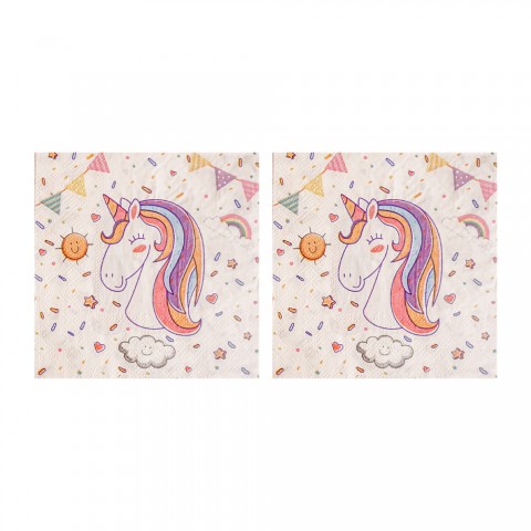 Servilletas  Unicornio  25 x 25Cm  20 Pza.