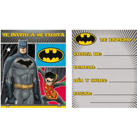 Invitaciones   Batman  6 Pza.