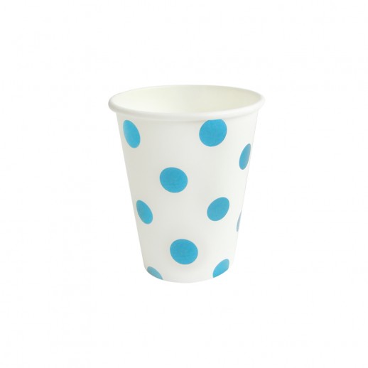 Vaso 9 Oz.  Azul  Puntos  8 Pza.