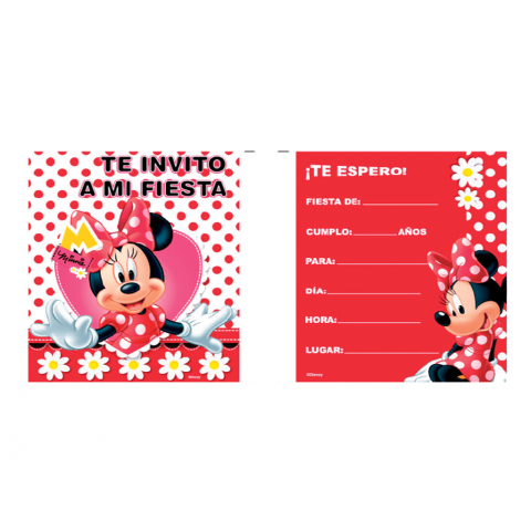 Invitaciones  Minnie  6 Pza.