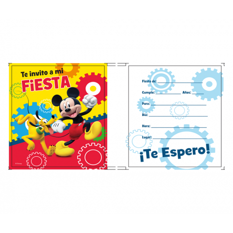 Invitaciones  Mickey Mouse  6 Pza.