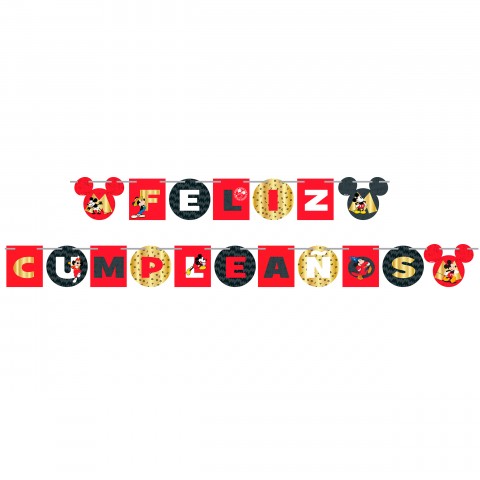 Letrero Móvil "Feliz Cumpleaños" Mickey Original  1.75Mx14Cm
