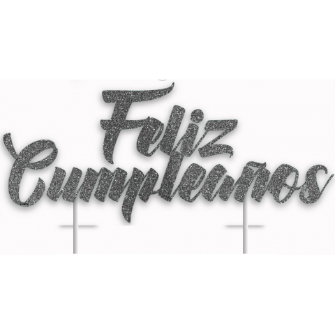 Topper "Feliz Cumpleaños" Plateado