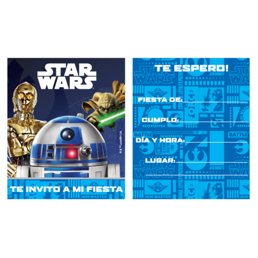 Invitaciones  Star Wars  6 Pza.