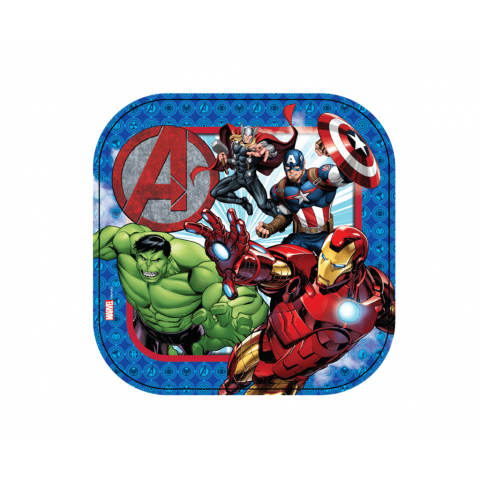 Plato Cuadrado 7"   Avengers  6 Pza.