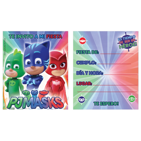 Invitaciones  Pj Mask  6 Pza.