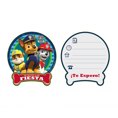 Invitaciones  Paw Patrol  6 Pza.