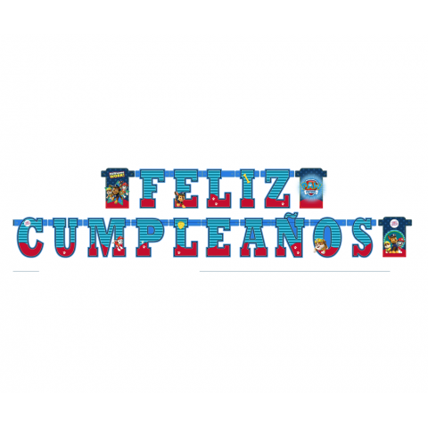 Letrero Móvil "Feliz Cumpleaños" 1.75M x 14Cm  Paw Patrol