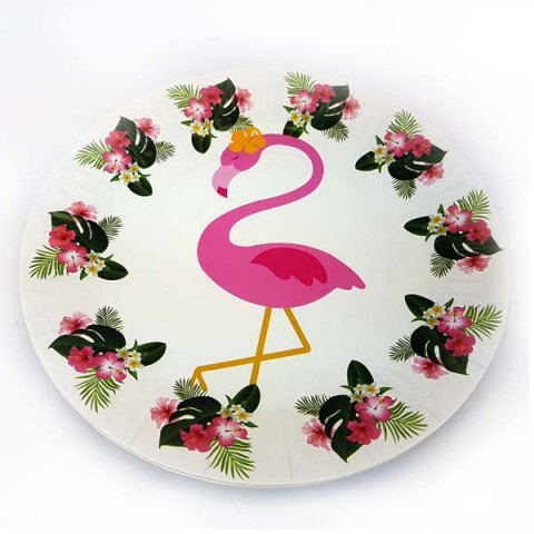 Plato Papel Redondo Flamingo  # 7  10 Pza