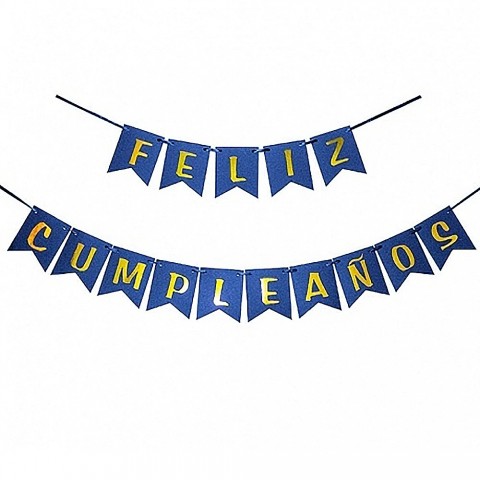 Banderín "Feliz cumpleaños" Azul (ESP)
