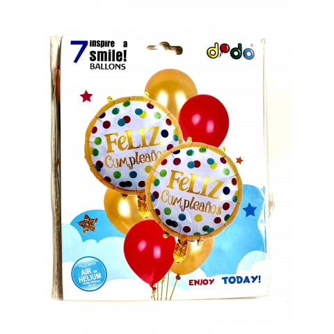 Set Globo "Feliz Cumpleaños Dorado"