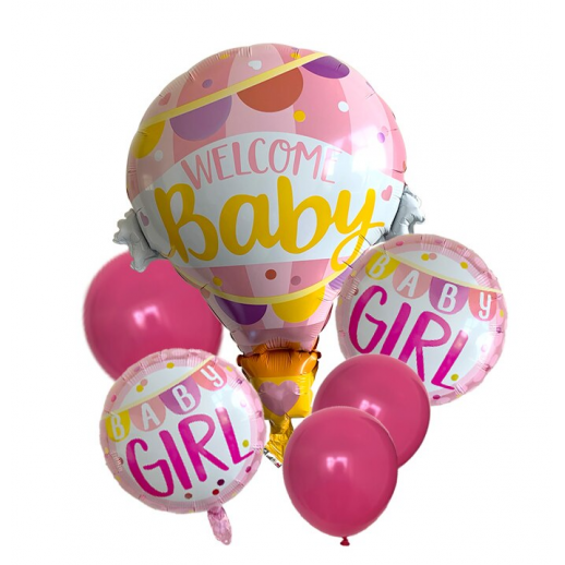 Set Globos "Welcome Baby Girl"