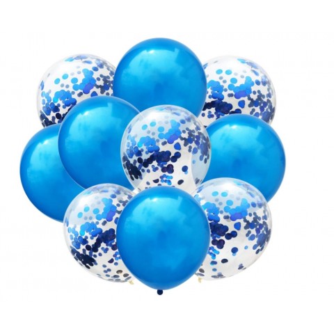 Vejiga Confetti Azul Combinada 10 Pza