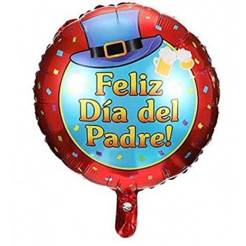 Globo "Feliz Día Del Padre" Rojo Con Celeste