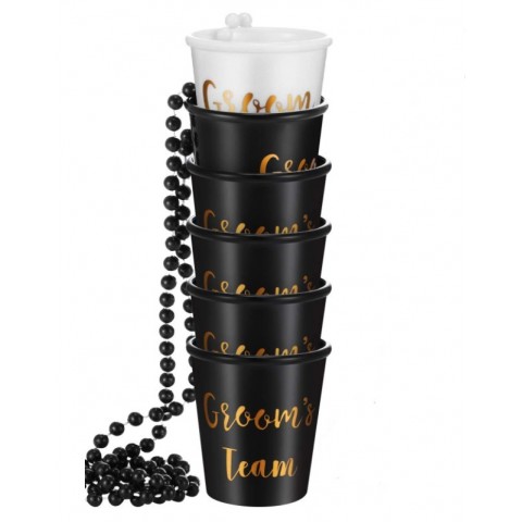 Collares De Cristal Color Negro Para Novio "Groom's Team"  6 Pza