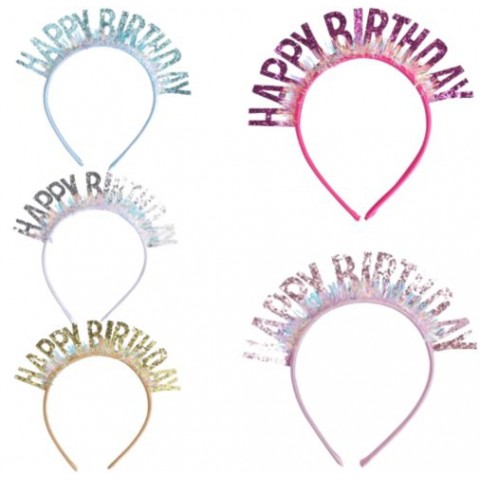 Diadema "Happy Birthday"  Con Papel Tornasol