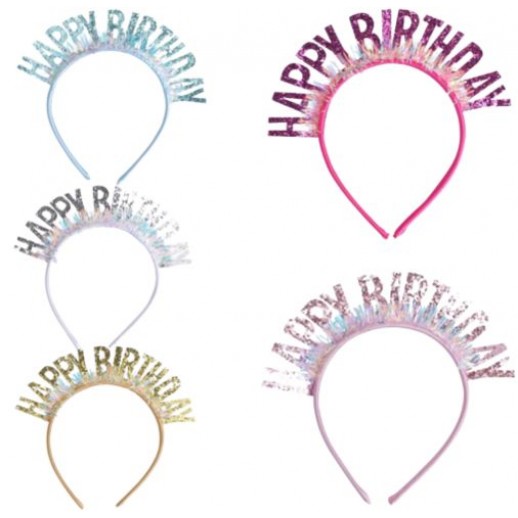 Diadema "Happy Birthday"  Con Papel Tornasol