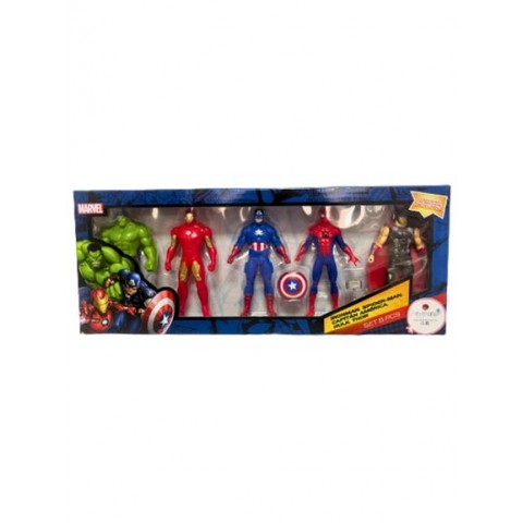 Figuras Acción 4" Set De 5 Figuras Hulk, Spiderman, Capitán América, Iron Man Y Thor