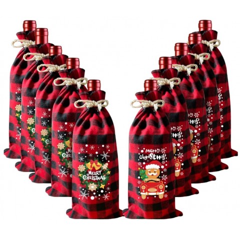 Bolsas Navideñas De Tela Para Botella De Vino