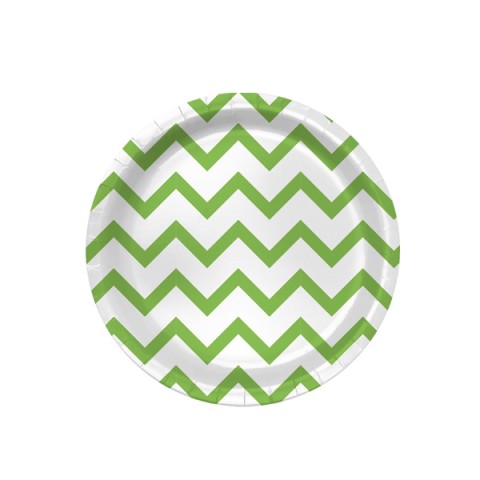Plato Diseño  7" Zig Zag  Verde 8Pza