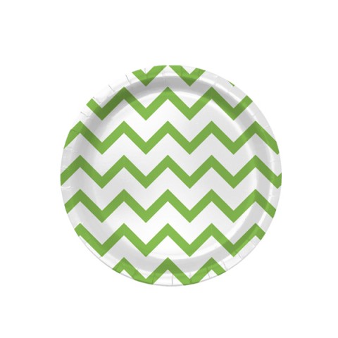 Plato Diseño  7" Zig Zag  Verde 8Pza