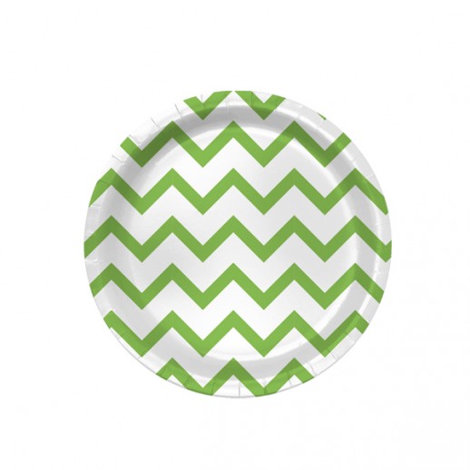 Plato Diseño  7" Zig Zag  Verde 8Pza