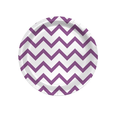 Plato Diseño  7" Zig Zag  Morado 8Pza