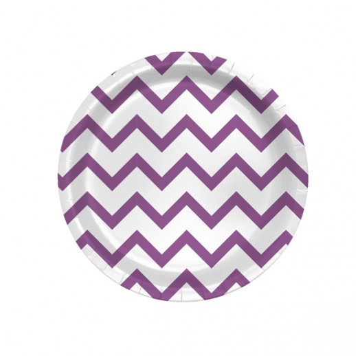 Plato Diseño  7" Zig Zag  Morado 8Pza