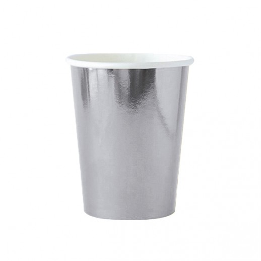 Vaso 9 Oz. Plateado  Cromado 8Pza