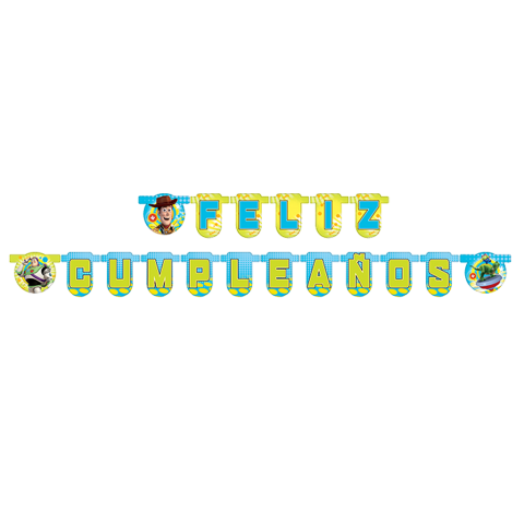 Letrero Movil "Feliz Cumpleaños" Toy Story 1.75Mx14Cm