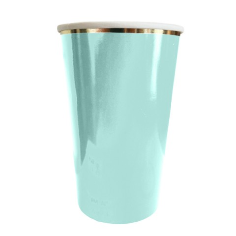 Vaso Menta Orilla Dorada 16 Oz 6 Pza