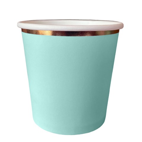 Vaso Menta Orilla Dorada  9 Oz 6 Pza