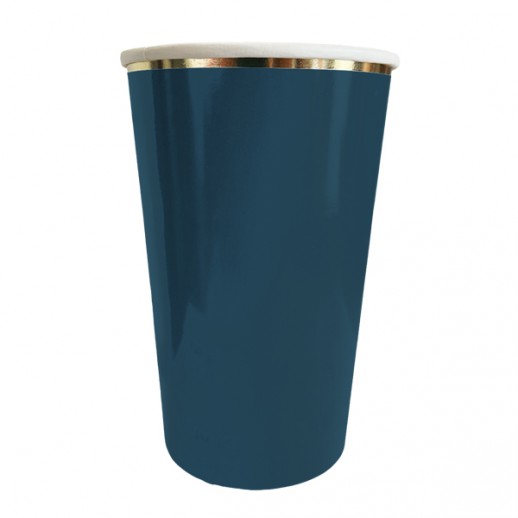 Vaso Turqueza Orilla Dorada 16 Oz 6 Pza