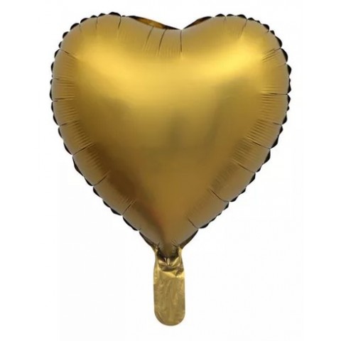 Globo Foil De Corazón Dorado Cromado