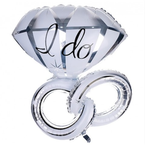 Globo Foil "I Do"Anillo Plateado