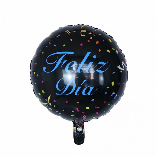 Globo "Feliz Día" Azul Con Negro  3 Pza