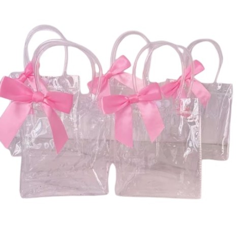 Bolsa Transparente Plástica Con Laza Rosa