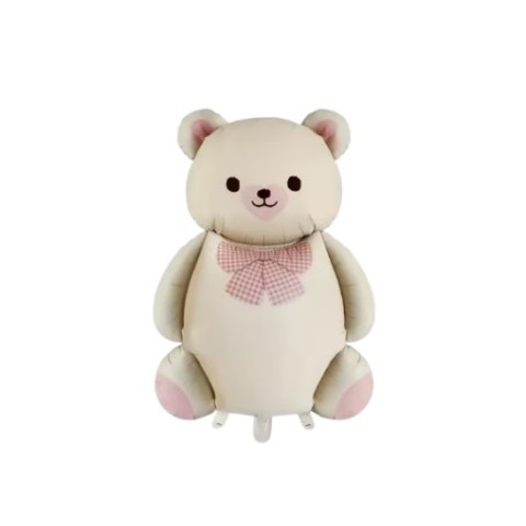 Globo Foil En Forma De  Oso Con Corbatín Rosa 