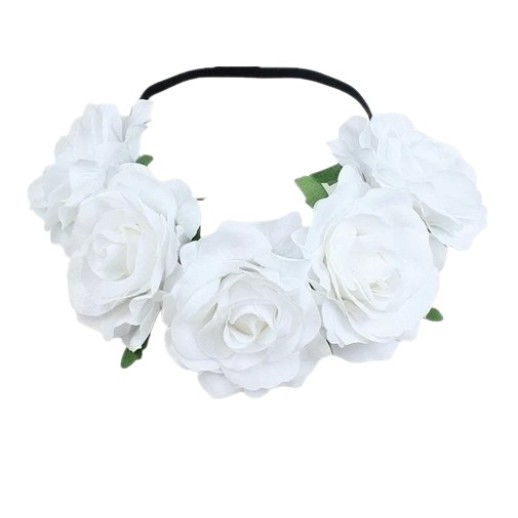 Diadema Elástica De Flor Blanca