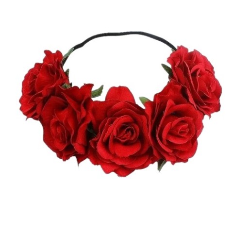 Diadema Elástica De Flor Roja