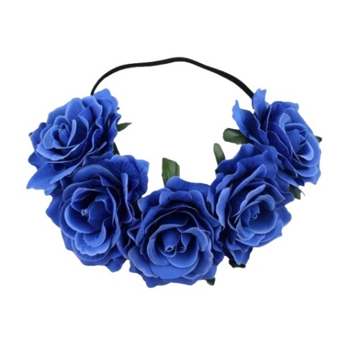 Diadema Elástica De Flor Azul Navy