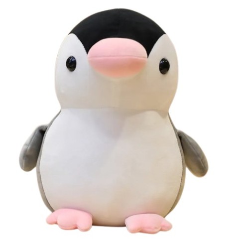 Peluche Pinguino Gris Con Rosa 45Cm