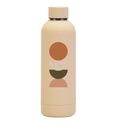 Termo Acero Inoxidable, Color Beige Con Diseño 500Ml