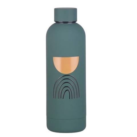 Termo Acero Inoxidable,Color Aqua Oscuro Con Diseño 500Ml