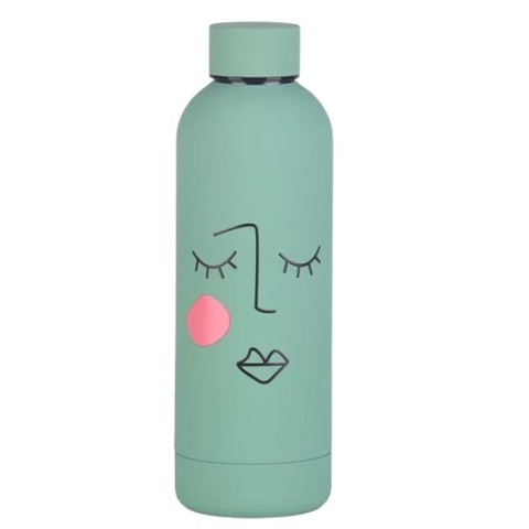 Termo Acero Inoxidable, Color Aqua Claro Con Diseño 500Ml