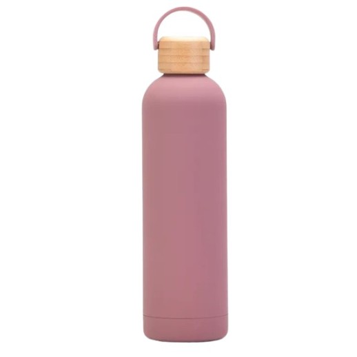 Termo Acero Inoxidable, Rosa Vieja Con Tapón De Madera 1 Lt