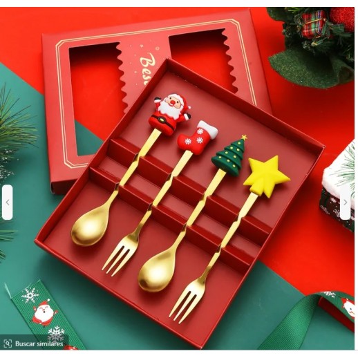 Set De Cubiertos Navideños 4Pza