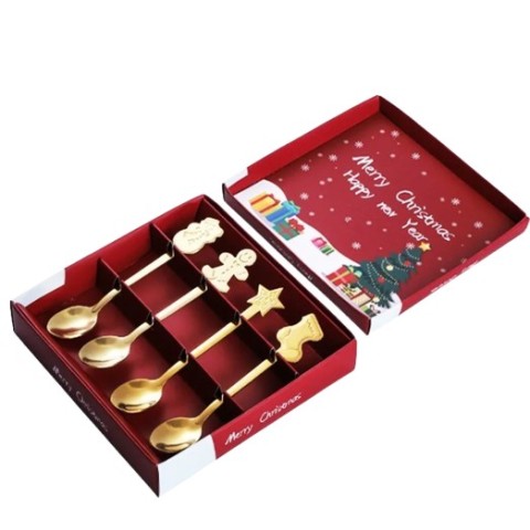 Set Cucharas Navideñas Doradas 4Pza
